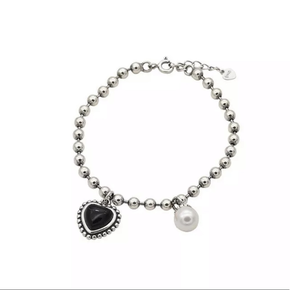 NEW 925 STERLING SILVER PEARL HEART BRACELET - Picture 6 of 6